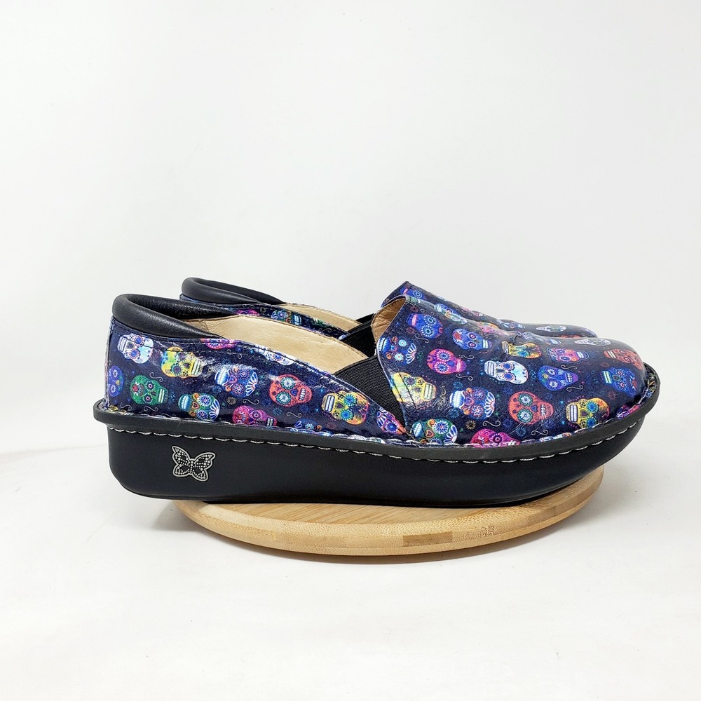 Alegria Debra Clogs Womens 42 Black Purple Pink‎ Sugar Skulls Loafer Shoes - Picture 3 of 15